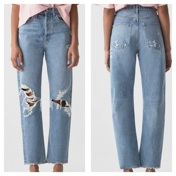 AGOLDE 90's Mid Rise Loose Fit in Fall Out Denim Jeans Size 28 - Picture 1 of 5